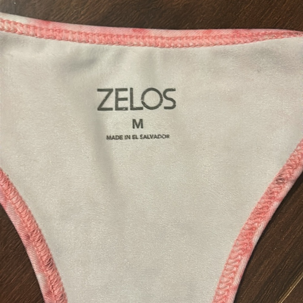 Zelos Pink Tie Dye Sports Bra Medium Racerback Workout Yoga Athletic Top - Picture 3 of 9